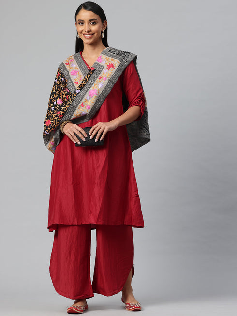 Women's Pure Wool Jamawar Embroidery Stole